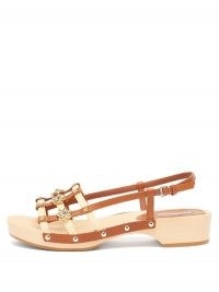 FABRIZIO VITI Sofia leather and raffia sandals / floral tan slingback sandal