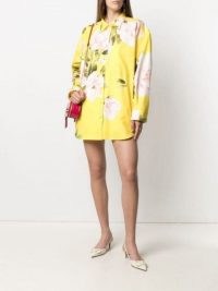 Valentino Yellow floral print shirt mini dress