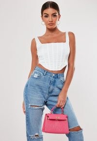 MISSGUIDED white satin corset top