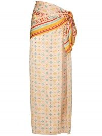 Y/Project high-rise wraparound skirt / multi print silk skirts