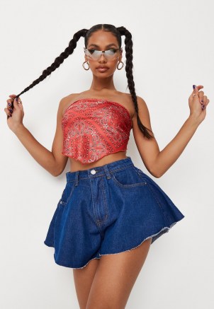 Missguided alissa janay edit recycled blue floaty denim shorts