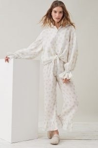 Sleeper Rumba Daisy-Print Lounge Set / floral ruffle trim PJs / linen pyjamas / nightwear sets