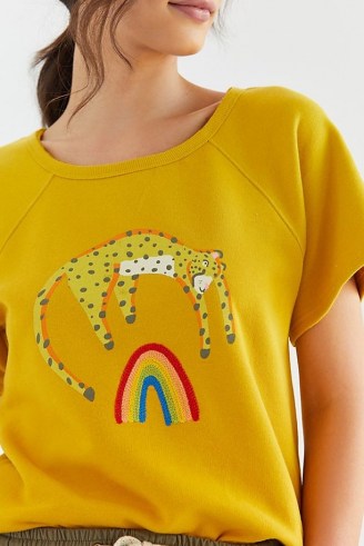 Jarmel by Jarmel Leopard Rainbow T-Shirt Dark Yellow / animals on T-shirts / leopards