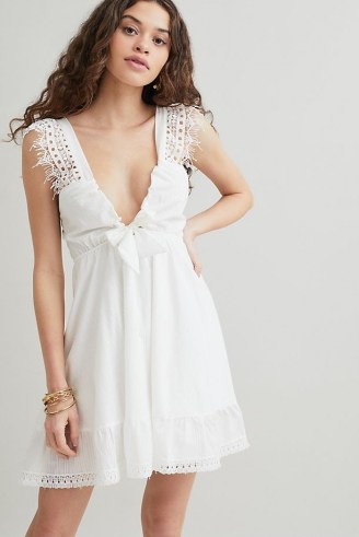 Peixoto Farrah Ruffled Mini Dress | feminine plunge front summer dresses