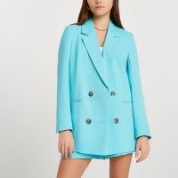 RIVER ISLAND Blue long sleeve blazer ~ women’s double breasted summer jackets