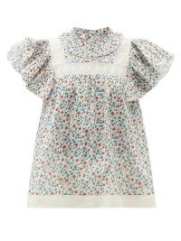 SEA Bubbie ruffled-sleeve floral-print cotton blouse / vintage style summer blouses