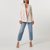 RIVER ISLAND Cream structured double breasted blazer ~ smart luxe style blazers