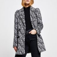 RIVER ISLAND Cream zebra puff sleeve blazer ~ animal print blazers ~ glamorous jackets