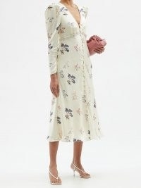 SELF-PORTRAIT Crystal-embellished floral-print midi dress / feminine summer occasion dresses