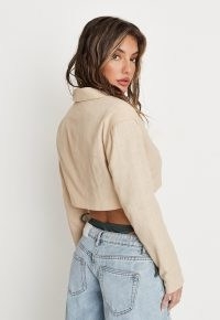 demi jones edit sand co ord linen look cropped blazer ~ missguided crop hem blazers