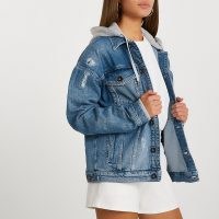 RIVER ISLAND Denim oversized hooded jacket unisex