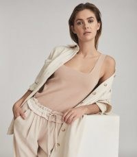 REISS DEVON SQUARE NECK JERSEY TOP / LUXE STYLE LOUNGEWEAR TOPS