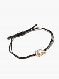 YVONNE LÉON Diamond & 9kt gold elephant charm cord bracelet