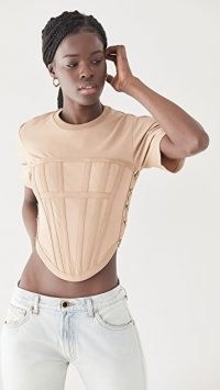 Dion Lee Jersey Corset Tee | structured crop hem T-shirt