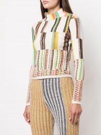 Eckhaus Latta Lapped Baby turtleneck top ~ multicoloured stripe high neck cotton tops