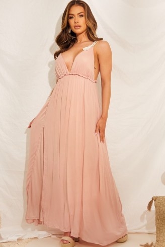 ELLE DARBY PINK CHEESECLOTH STRAPPY MAXI DRESS ~ in the style celebrity collaborations