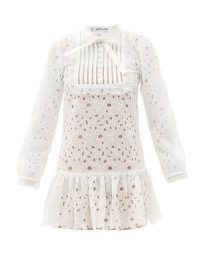 SELF-PORTRAIT Floral guipure-lace mini dress in white