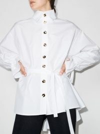 Halpern frilled balloon sleeves shirt in white cotton