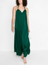 Halpern green sweetheart-neck sleeveless maxi dress ~ strappy cross back occasion dresses