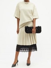 VAQUERA Lace-trimmed pleated twill skirt