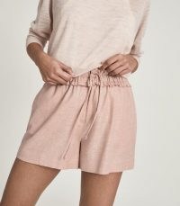 REISS LACEY LINEN BLEND DRAWCORD SHORTS ~ pink sports-inspired clothing ~ casual weekend style