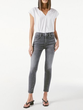 FRAME Le One Skinny Crop Hughes, high rise denim jeans with cropped hem