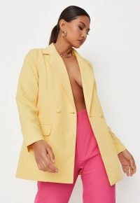 MISSGUIDED lemon tailored longline blazer ~ women’s yellow summer blazers