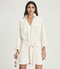 REISS LIA TWIN POCKET DRESS CREAM ~ chic sports-inspired dresses