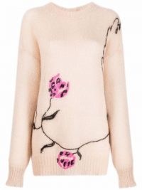 Marni floral print jumper / longline sheer beige jumpers