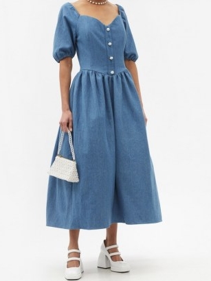 BATSHEVA Minnie denim midi dress | vintage style full skirt dresses