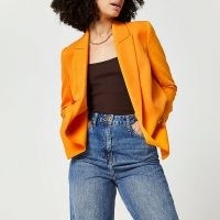 RIVER ISLAND Orange structured blazer ~ women’s bright double breasted blazers