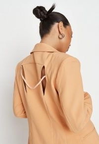 MISSGUIDED peach extreme shoulder cut out back blazer ~ double slit braid detail blazers