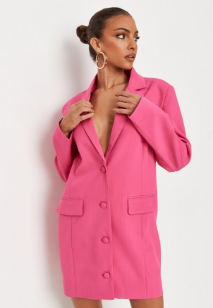 MISSGUIDED pink button front oversized blazer dress ~ slouchy jacket dresses