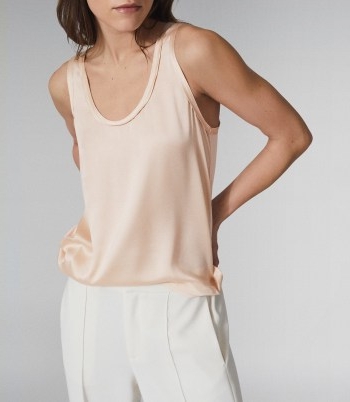 REISS RILEY SILK FRONT VEST / nude luxe tank top / loungewear