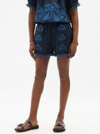 VITA KIN Shalimar floral-appliqué linen shorts