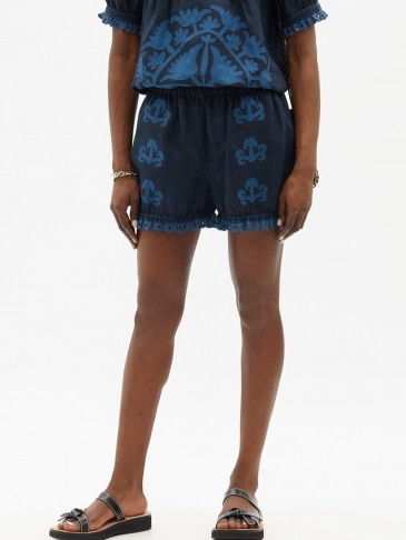 VITA KIN Shalimar floral-appliqué linen shorts