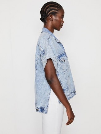 FRAME Short Sleeve Stagger Jacket Richlake | hi low hem denim jackets