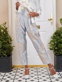 SISTER JANE DREAM Emblem Floral Peg Trousers Baby Blue and Silver