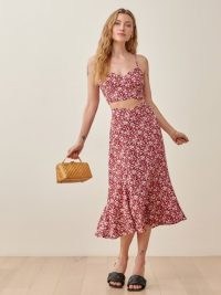 REFORMATION Ursula Two Piece in Flower Girl / red floral skirt and cami set / strappy summer co ord