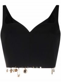 Versace charm embellished bustier top ~ black sweetheart neck crop tops