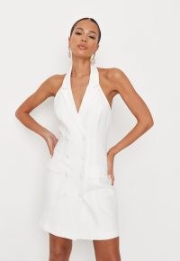 MISSGUIDED white tailored halterneck blazer dress ~ glamorous halter dresses