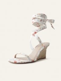 REFORMATION Alessa Lace Up Wedge Espadrille Veronica / floral wrap around wedged sandals