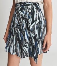 REISS ASTRID PRINTED MINI SKIRT BLACK PRINT ~ tie waist skirts