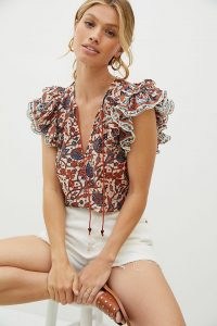 Love The Label Vineyard Ruffled Blouse / floral ruffle sleeve blouses