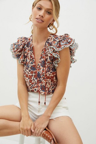 Love The Label Vineyard Ruffled Blouse / floral ruffle sleeve blouses