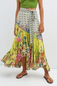 Bhanuni by Jyoti Floral Contrast Maxi Skirt in Yellow / women’s floaty summer skirts