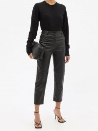 STELLA MCCARTNEY Hailey black straight-leg faux-leather trousers ~ womens crop hem pants ~ women’s designer fashion