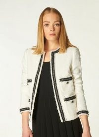 L.K. BENNETT CHARLEE CREAM TWEED JACKET ~ womens classic textured jackets