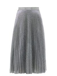 CHRISTOPHER KANE DNA pleated metallic tulle midi skirt – shimmering silver skirts