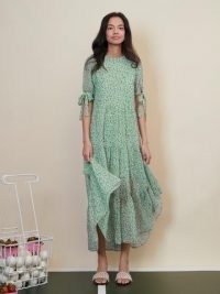 sister jane STRAWBERRY COURT Rival Floral Tiered Maxi Dress Deep Sea Green / floaty floral dresses